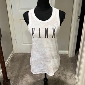 PINK Victoria's Secret White Camo Tank Top with Bold Logo